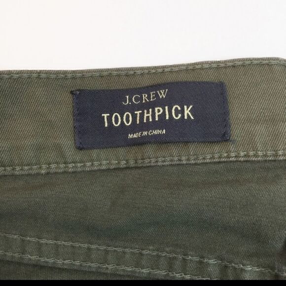 J. Crew "Toothpick Ankle" Army Green Jeans w/Tux Stripe sz.24 MSRP $128 - Picture 6 of 6